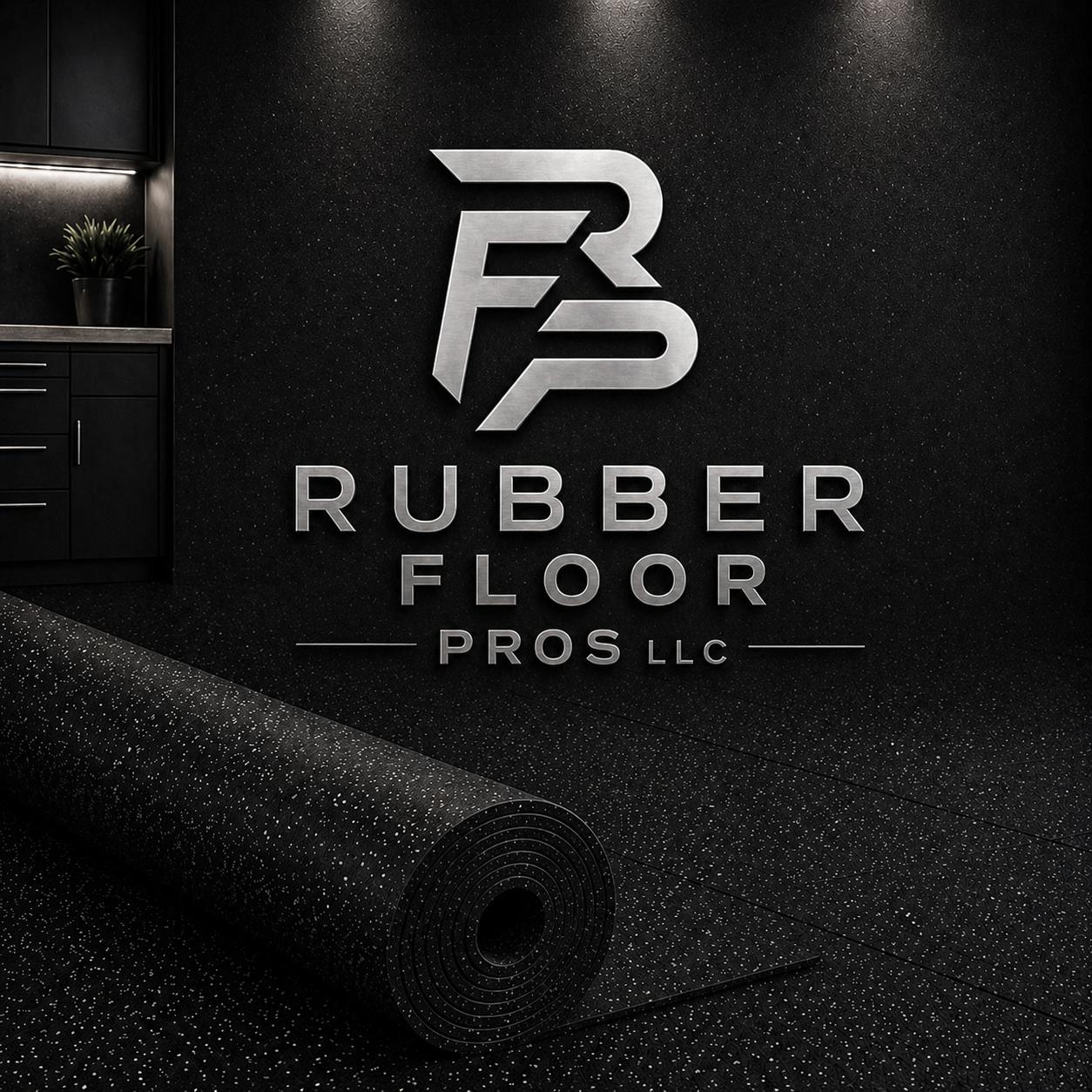 Rubber Floor Pros — premium rubber flooring roll and brand signage