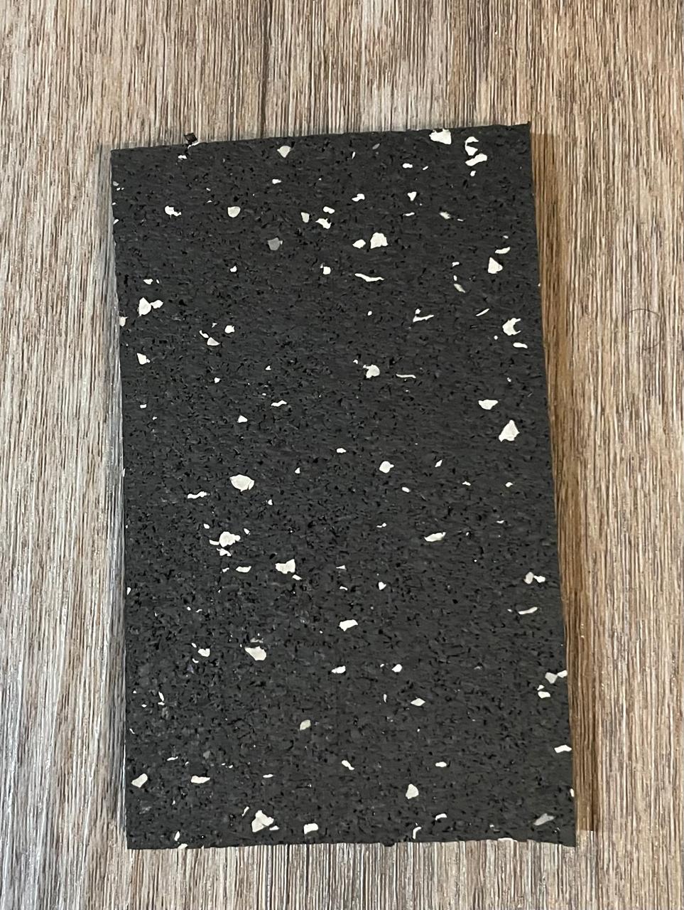Black with white fleck rubber flooring sample